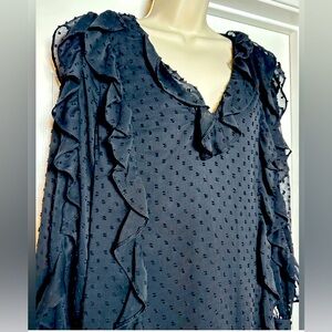 Zara Black Ruffled Sheer dress Xs